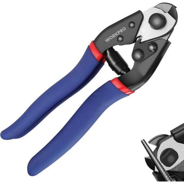 WORKPRO Cable Cutter 712 inch Heavy Duty Wire Rope Cutter Chrome Vanadium Steel Jaw for Hard Wire Ropes Steel Wires And Aircraft CablesWORKPRO Cable Cutter 712 inch Heavy Duty Wire Rope Cutter Chrome Vanadium Steel Jaw for Hard Wire Ropes Steel Wires And Aircraft Cables