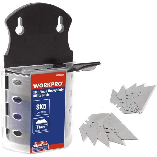 WORKPRO Utility Knife Blades SK5 Steel 100Pack with Dispenser100 Pack