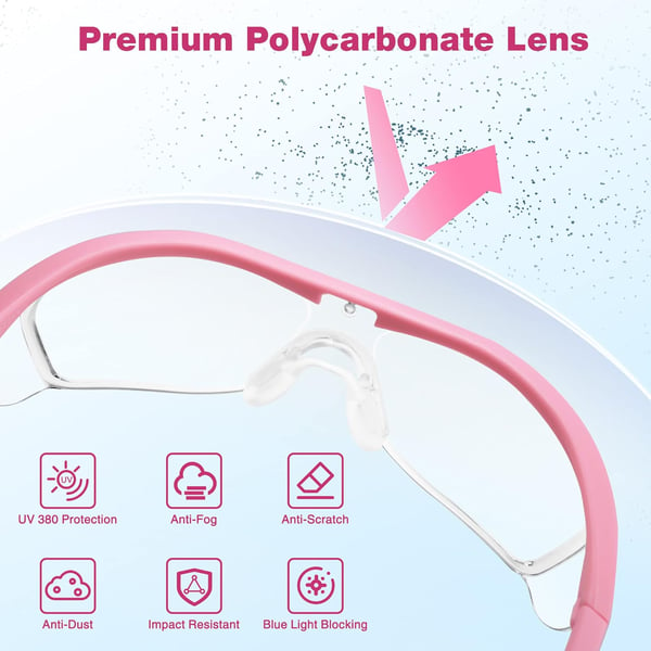 WORKPRO 3 pack Safety Glasses Z871 Anti Fog Eye Protection Safety Goggles Ideal for Lab Travel Dental Carpentry ConstructionPink