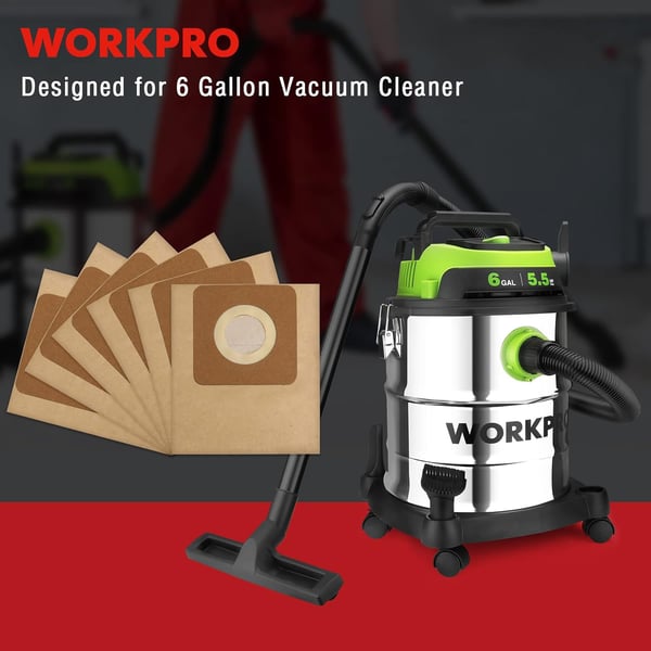 WORKPRO 6 Gallon Dust Collection Bag For W125090AEW125091AE 6 Gallon Vacuum Cleaner  6 PackWORKPRO 6 Gallon Dust Collection Bag For W125090AEW125091AE 6 Gallon Vacuum Cleaner  6 Pack