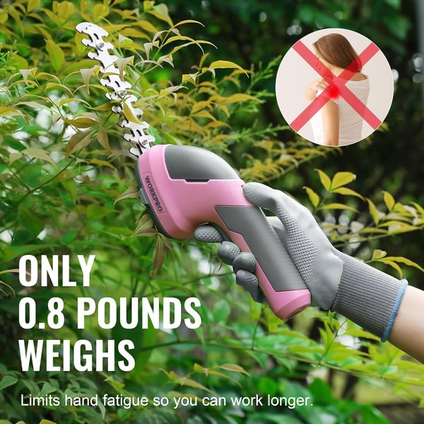 WORKPRO Cordless Grass Shear amp Shrubbery Trimmer  2 in 1 Handheld Hedge Trimmer 72V Electric Grass Trimmer Hedge ShearsGrass Cutter Rechargeable LithiumIon Battery and TypeC Cable IncludedPink