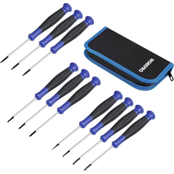 WORKPRO 10Piece Precision Screwdriver Set with Pink Pouch Phillips Slotted Torx Star Magnetic Tip Small Screwdriver Repair Kit for Eyeglass Watch Computer Laptop and Phone  Pink RibbonBlue