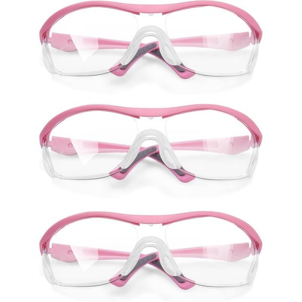 WORKPRO 3 pack Safety Glasses Z871 Anti Fog Eye Protection Safety Goggles Ideal for Lab Travel Dental Carpentry ConstructionPink