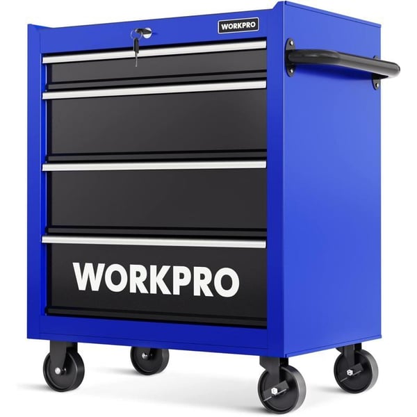 WORKPRO 42Inch 7Drawers Rolling Tool Chest Mobile Tool Storage Cabinet with Wooden Top Equipped with Casters Handle Drawer Liner and Locking System 1000 lbs Load Capacity26 inch