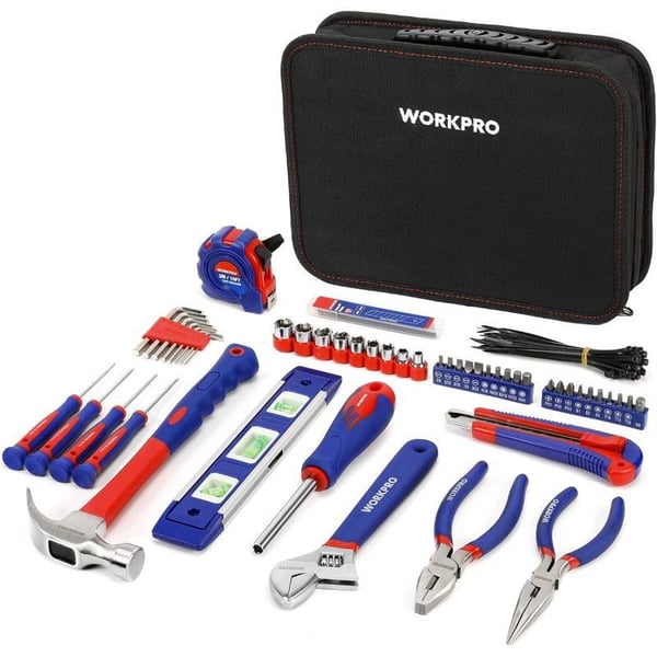 WORKPRO Home Tool Kit 100 Piece Kitchen Drawer Household Hand Tool Set with Easy Carrying PouchWORKPRO Home Tool Kit 100 Piece Kitchen Drawer Household Hand Tool Set with Easy Carrying Pouch