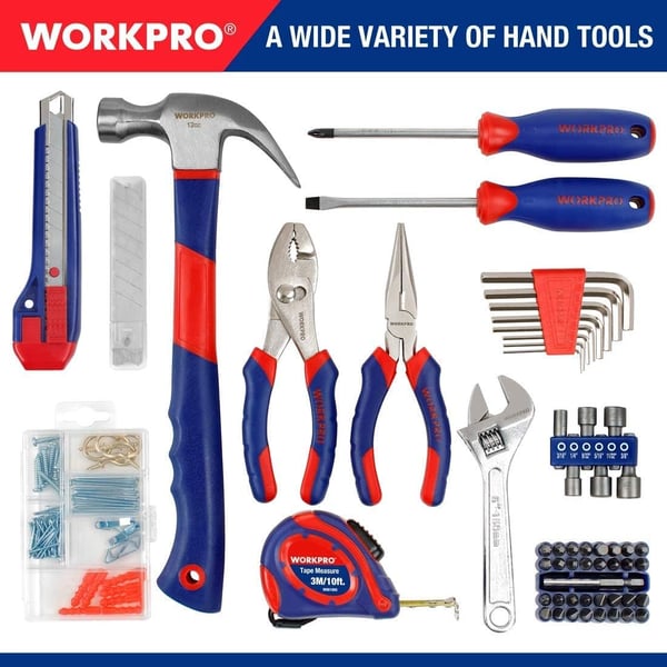 WORKPRO 12V Cordless Drill and Home Tool Kit 177 Pieces Combo Kit with 14inch Tool Bag