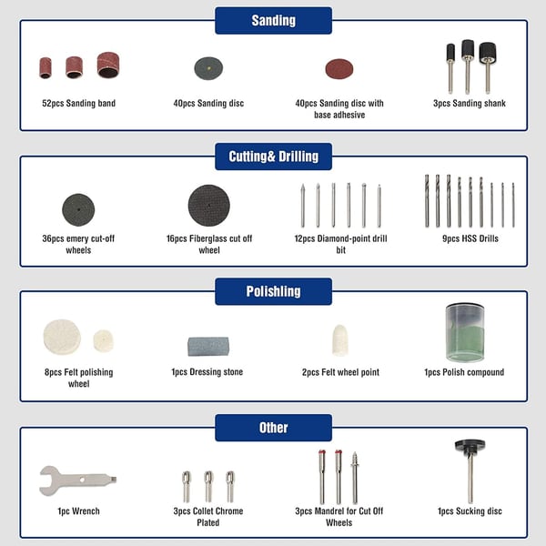 WORKPRO 276piece Rotary Tool Accessories Kit Universal Fitment for Easy Cutting Carving and Polishing