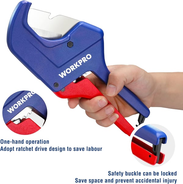 WORKPRO Ratchet PVC Pipe Cutter Tool Up to 212 Pex Cutting Tool for Cutting PEX PVC PPR and Plastic Hoses with Sharp 5Cr15MoV Stainless Steel Blades Suitable for Home Repairs and Plumbers21263mm