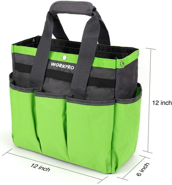 WORKPRO Garden Tool Bag 9 Pockets Garden Tote Bag Heavy Duty Oxford Garden Tool Storage Bag Gardening Tool Kit Holder Tools NOT Included 12 x 12 x 6 Floral WhiteGreen