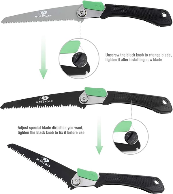 MOSSY OAK Folding Saw  7 Inch Pruning Hand Saw with Pouch D6A  M2 Bimetal Saw Blade Hunting Saw Foldable for Deer Tree Wood and Limb Cutting712 inches