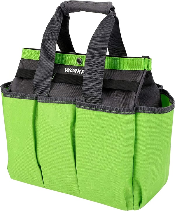 WORKPRO Garden Tool Bag 9 Pockets Garden Tote Bag Heavy Duty Oxford Garden Tool Storage Bag Gardening Tool Kit Holder Tools NOT Included 12 x 12 x 6 Blue InsectsGreen