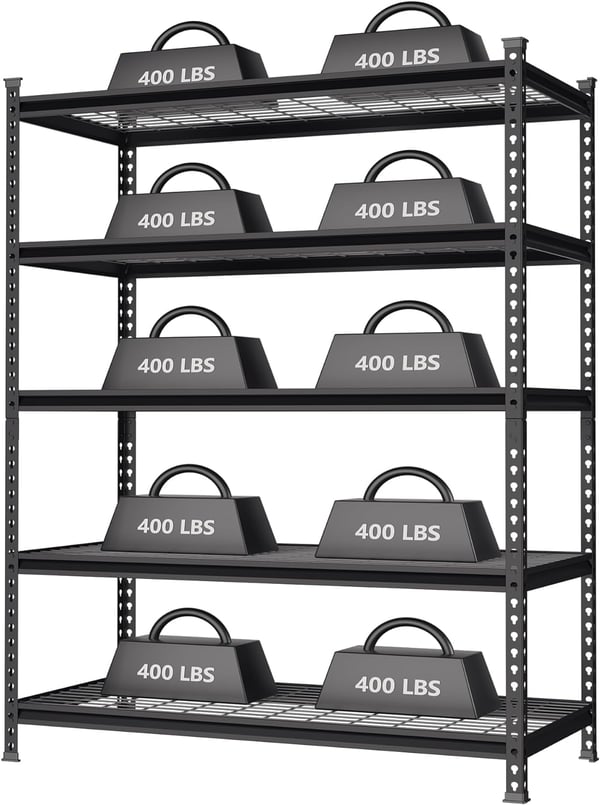 WORKPRO 5Tier Metal Shelving Unit 48W x 24D x 72H Heavy Duty Adjustable Storage Rack 4000 lbs Load Capacity Total for Garage Basement Warehouse Workshop2