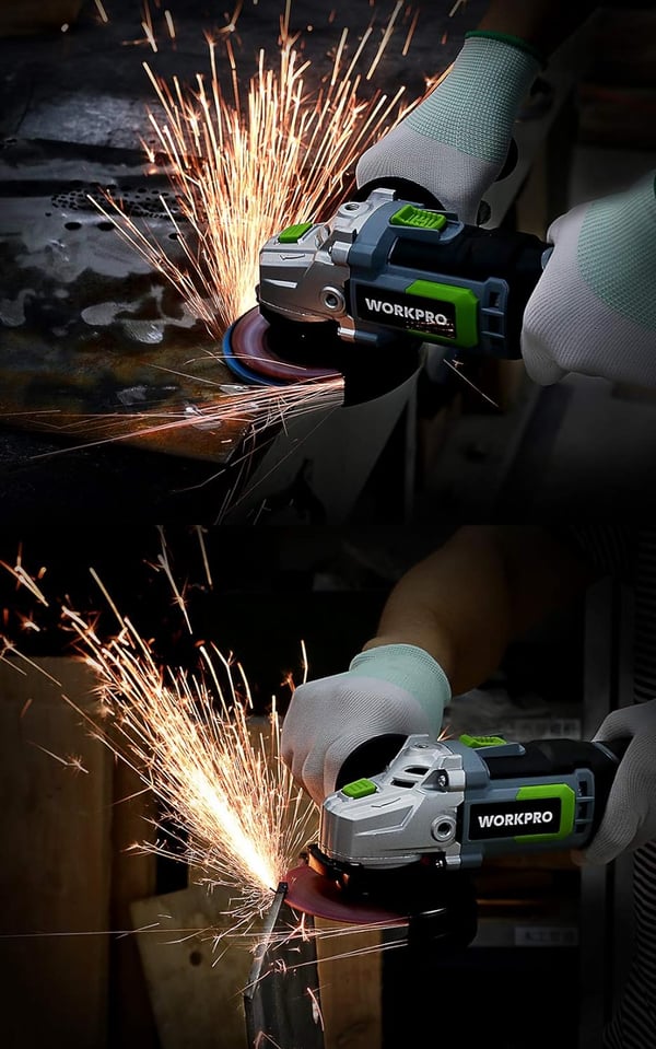 WORKPRO 20V Cordless Angle Grinder Kit 412 Inch Lightweight Angle Grinder Tool w 40Ah LithiumIon Battery amp Fast Charger Ergonomic Button Position for Reducing Hand PressureWORKPRO 20V Cordless Angle Grinder Kit 412 Inch Lightweight Angle Grinder Tool w 40Ah LithiumIon Battery amp Fast Charger Ergonomic Button Position for Reducing Hand Pressure