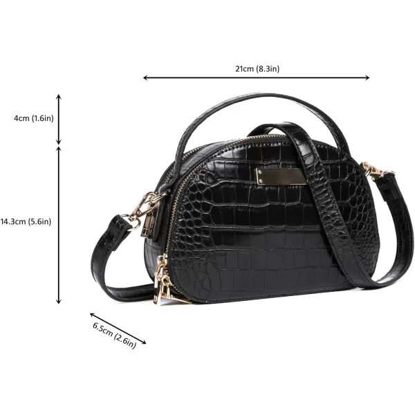 FEVERSOLE Crossbody Bag Double Zippers Women Fashion Small Satchel Shoulder Bag Tote With Removable Long Strap