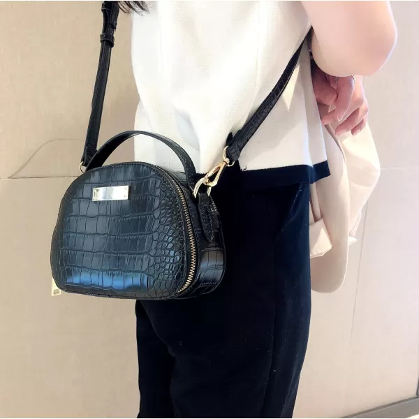 FEVERSOLE Crossbody Bag Double Zippers Women Fashion Small Satchel Shoulder Bag Tote With Removable Long Strap