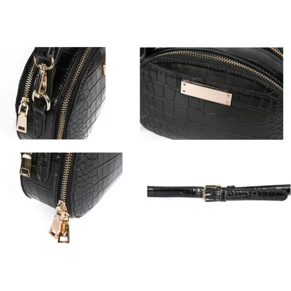 FEVERSOLE Crossbody Bag Double Zippers Women Fashion Small Satchel Shoulder Bag Tote With Removable Long Strap