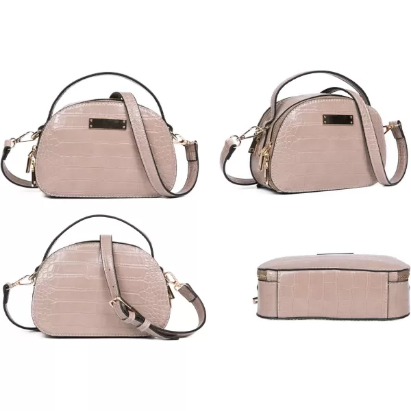 FEVERSOLE Crossbody Bag Double Zippers Women Fashion Small Satchel Shoulder Bag Tote With Removable Long Strap