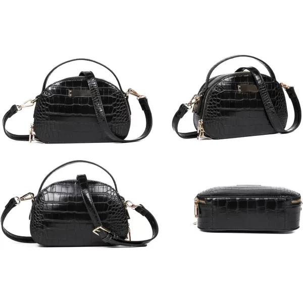 FEVERSOLE Crossbody Bag Double Zippers Women Fashion Small Satchel Shoulder Bag Tote With Removable Long Strap