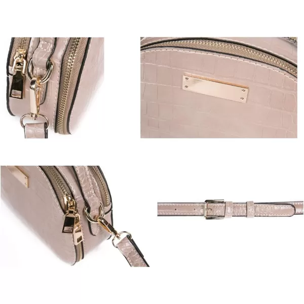 FEVERSOLE Crossbody Bag Double Zippers Women Fashion Small Satchel Shoulder Bag Tote With Removable Long Strap