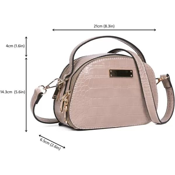 FEVERSOLE Crossbody Bag Double Zippers Women Fashion Small Satchel Shoulder Bag Tote With Removable Long Strap