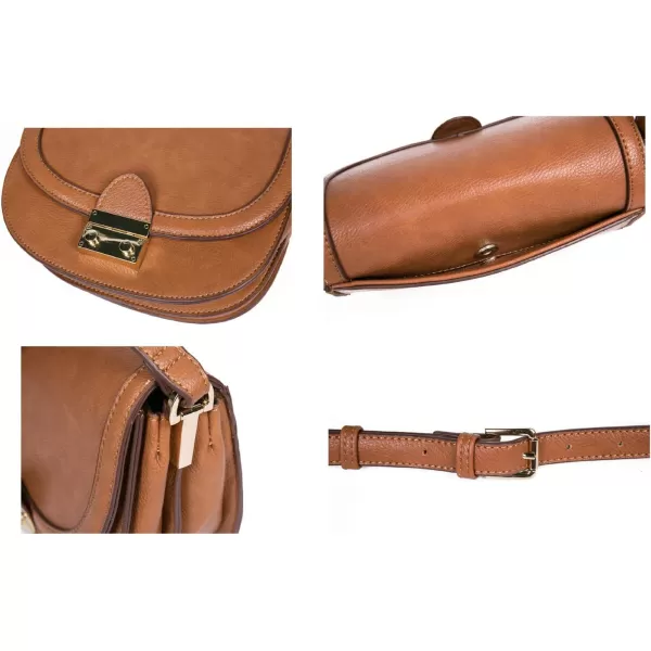 FEVERSOLE Crossbody Bag Vegan Leather Women Retro Small Saddle Satchel Shoulder Bag Tote With Long Adjustable Strap
