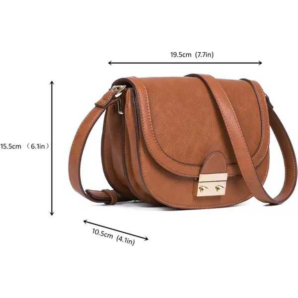 FEVERSOLE Crossbody Bag Vegan Leather Women Retro Small Saddle Satchel Shoulder Bag Tote With Long Adjustable Strap