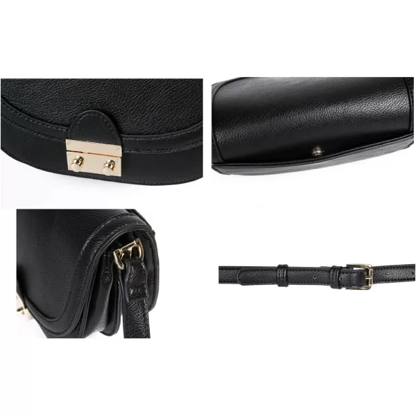 FEVERSOLE Crossbody Bag Vegan Leather Women Retro Small Saddle Satchel Shoulder Bag Tote With Long Adjustable Strap