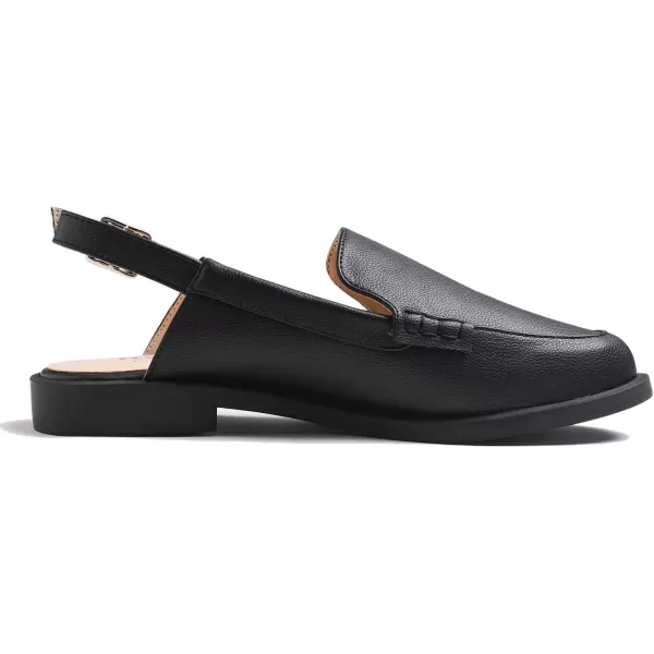 FEVERSOLE Pointed Toe Casual Slingback Flat Mules Women's Fashion Buckle Strap Slide Summer Slippers