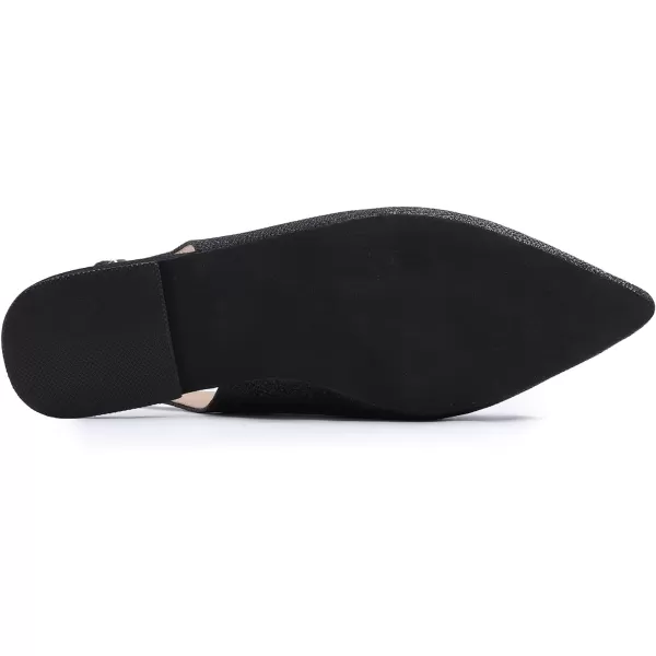 FEVERSOLE Pointed Toe Casual Slingback Flat Mules Women's Fashion Buckle Strap Slide Summer Slippers