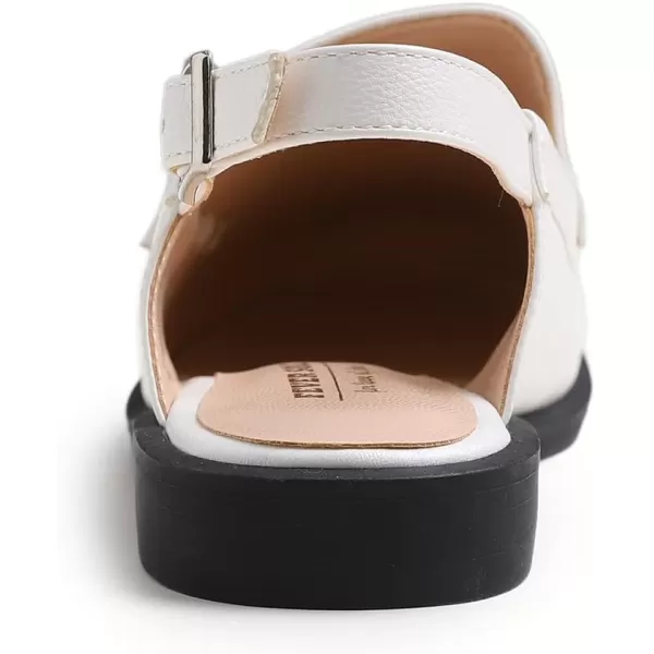 FEVERSOLE Pointed Toe Casual Slingback Flat Mules Women's Fashion Buckle Strap Slide Summer Slippers