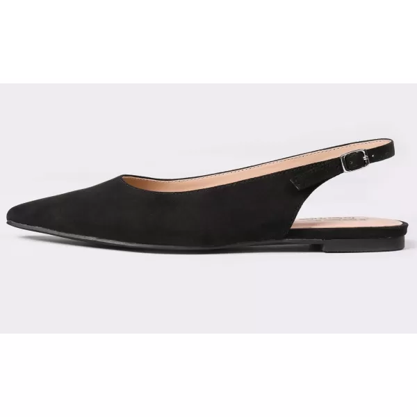 FEVERSOLE Pointed Toe Casual Slingback Flat Mules Women's Fashion Buckle Strap Slide Summer Slippers