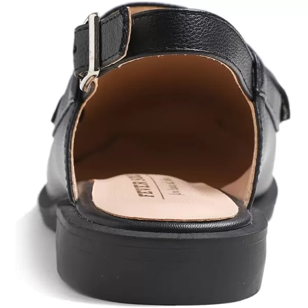 FEVERSOLE Pointed Toe Casual Slingback Flat Mules Women's Fashion Buckle Strap Slide Summer Slippers