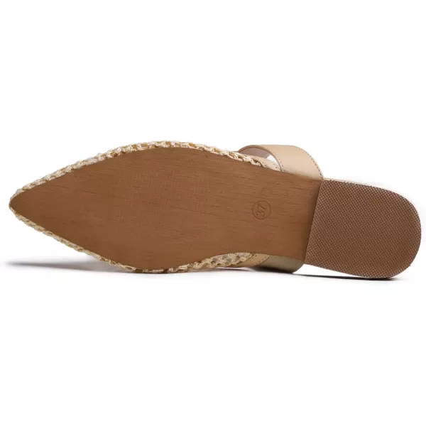 FEVERSOLE Pointed Toe Casual Slingback Flat Mules Women's Fashion Buckle Strap Slide Summer Slippers