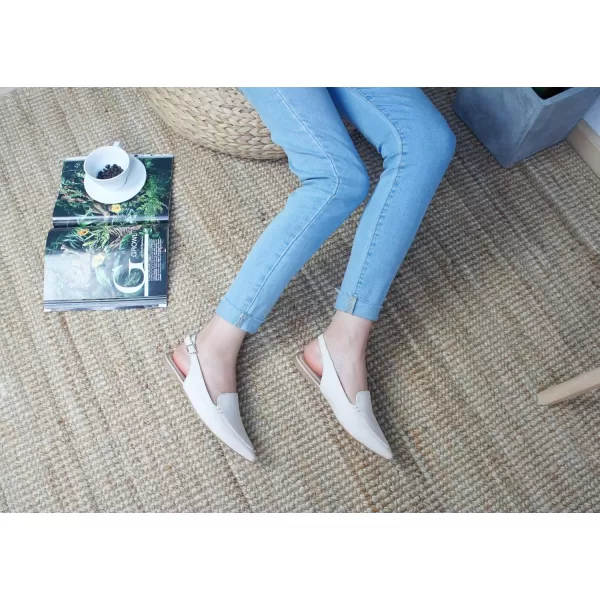 FEVERSOLE Pointed Toe Casual Slingback Flat Mules Women's Fashion Buckle Strap Slide Summer Slippers