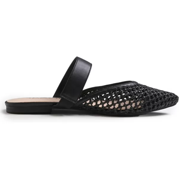 FEVERSOLE Pointed Toe Casual Slingback Flat Mules Women's Fashion Buckle Strap Slide Summer Slippers