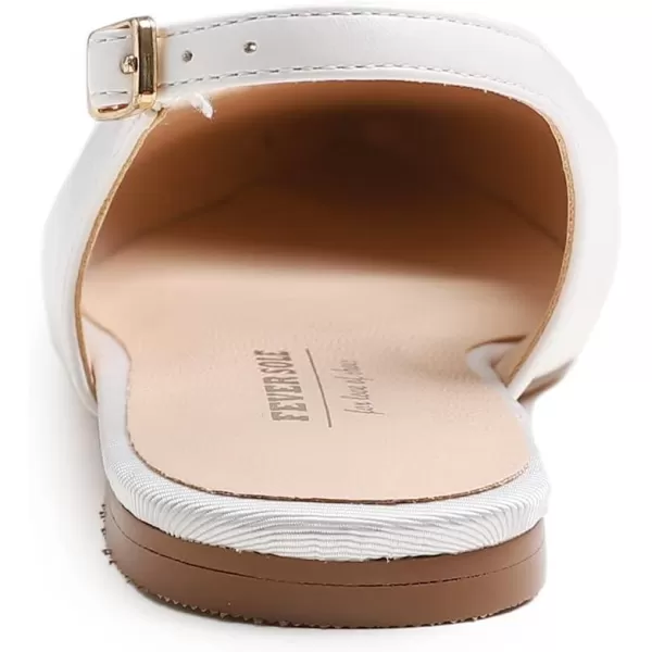 FEVERSOLE Pointed Toe Casual Slingback Flat Mules Women's Fashion Buckle Strap Slide Summer Slippers