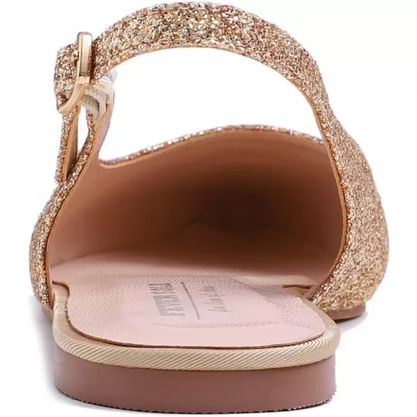 FEVERSOLE Pointed Toe Casual Slingback Flat Mules Women's Fashion Buckle Strap Slide Summer Slippers