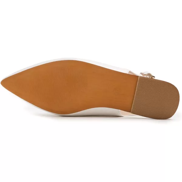 FEVERSOLE Pointed Toe Casual Slingback Flat Mules Women's Fashion Buckle Strap Slide Summer Slippers