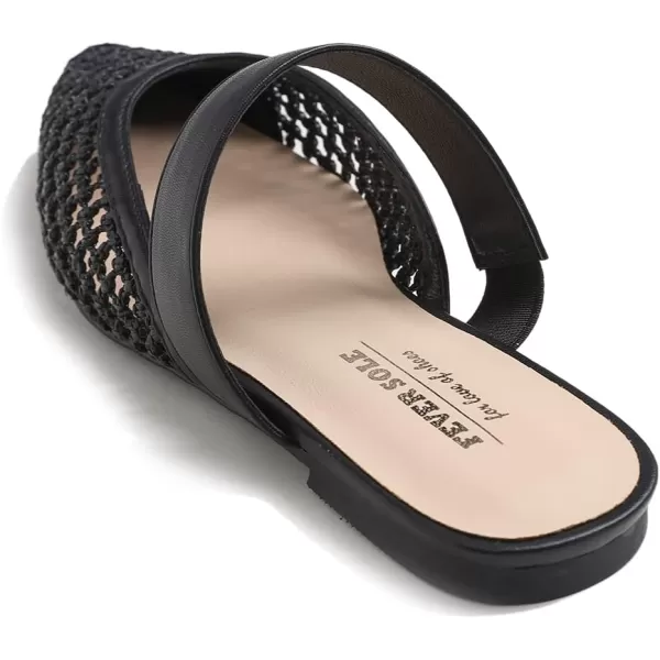 FEVERSOLE Pointed Toe Casual Slingback Flat Mules Women's Fashion Buckle Strap Slide Summer Slippers