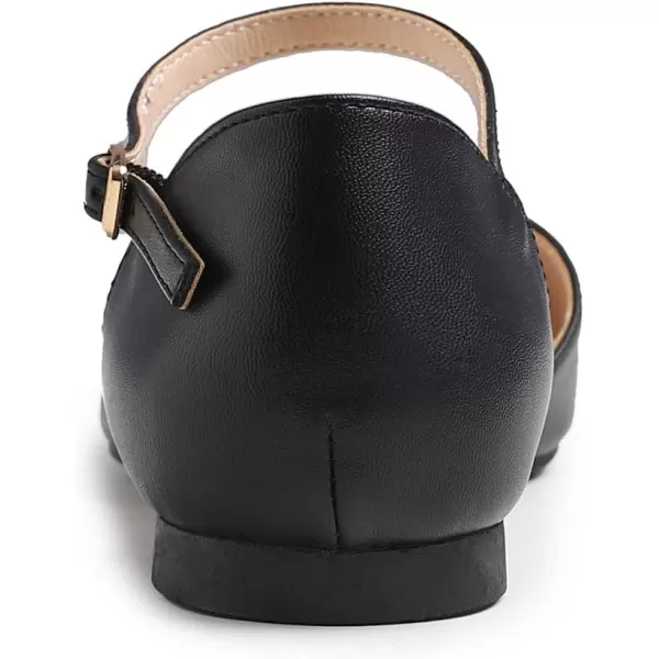 FEVERSOLE Pointed Toe Casual Slingback Flat Mules Women's Fashion Buckle Strap Slide Summer Slippers