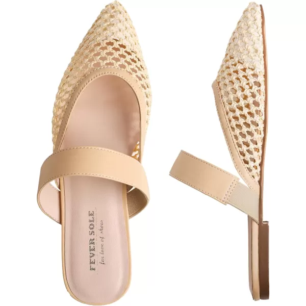 FEVERSOLE Pointed Toe Casual Slingback Flat Mules Women's Fashion Buckle Strap Slide Summer Slippers