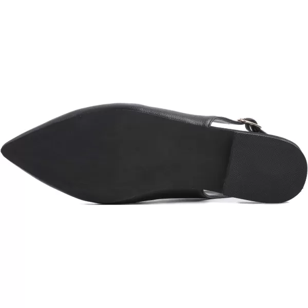 FEVERSOLE Pointed Toe Casual Slingback Flat Mules Women's Fashion Buckle Strap Slide Summer Slippers