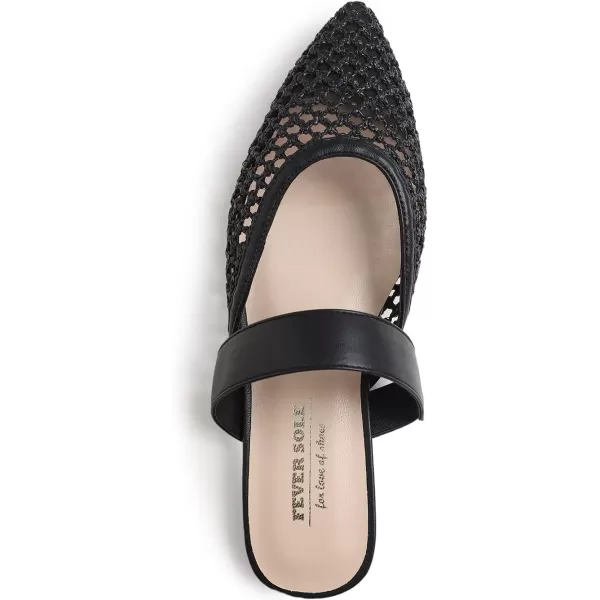 FEVERSOLE Pointed Toe Casual Slingback Flat Mules Women's Fashion Buckle Strap Slide Summer Slippers