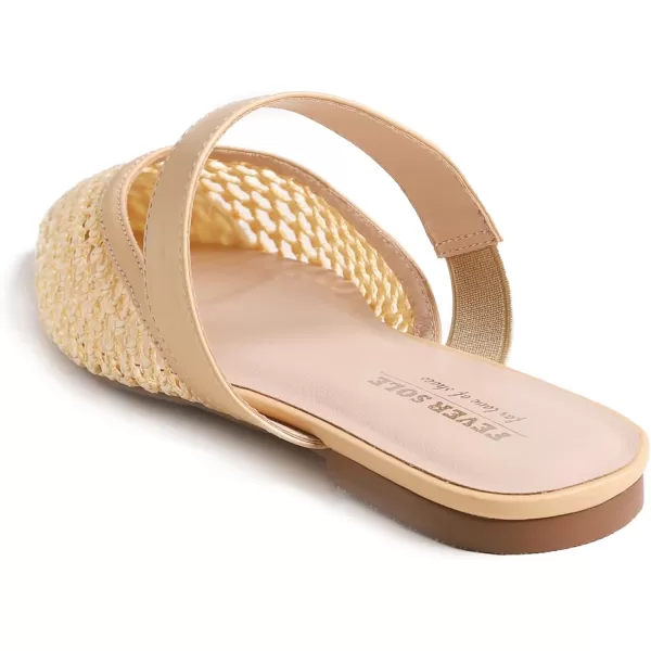 FEVERSOLE Pointed Toe Casual Slingback Flat Mules Women's Fashion Buckle Strap Slide Summer Slippers