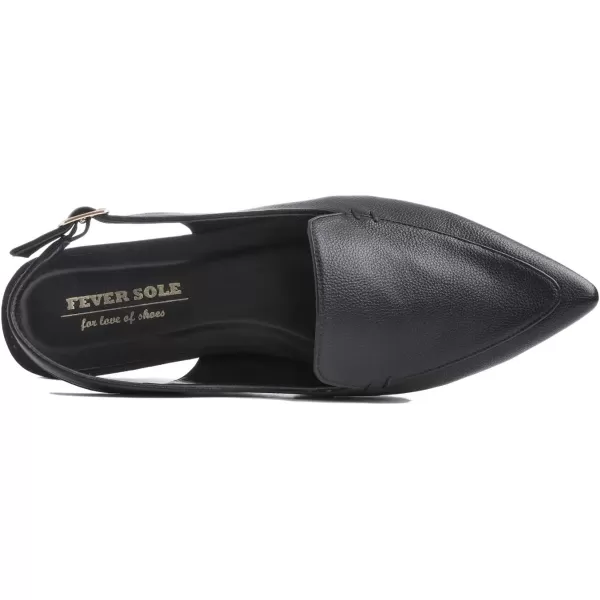 FEVERSOLE Pointed Toe Casual Slingback Flat Mules Women's Fashion Buckle Strap Slide Summer Slippers