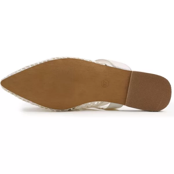 FEVERSOLE Pointed Toe Casual Slingback Flat Mules Women's Fashion Buckle Strap Slide Summer Slippers