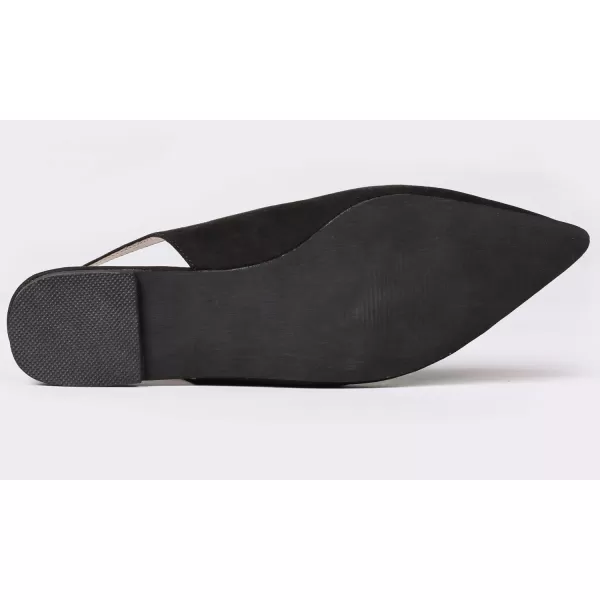 FEVERSOLE Pointed Toe Casual Slingback Flat Mules Women's Fashion Buckle Strap Slide Summer Slippers