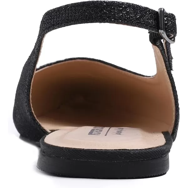 FEVERSOLE Pointed Toe Casual Slingback Flat Mules Women's Fashion Buckle Strap Slide Summer Slippers