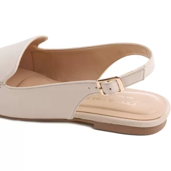 FEVERSOLE Pointed Toe Casual Slingback Flat Mules Women's Fashion Buckle Strap Slide Summer Slippers