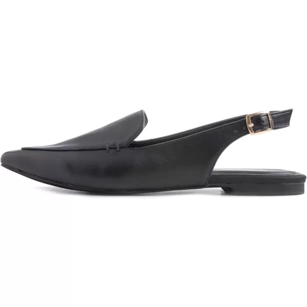 FEVERSOLE Pointed Toe Casual Slingback Flat Mules Women's Fashion Buckle Strap Slide Summer Slippers
